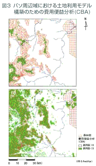 図3 パソ周辺域における土地利用モデル構築のための費用便益分析(CBA)