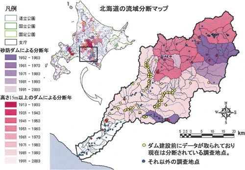 北海道の調査地点の図