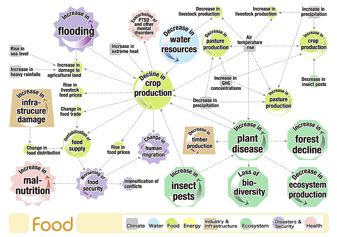 Figura 1. Mapa das interconexões de risco climático relacionadas ao setor de alimentos