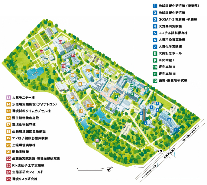 研究所マップ、クリックすると拡大します