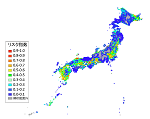 鳥インフルエンザ侵入リスクマップ