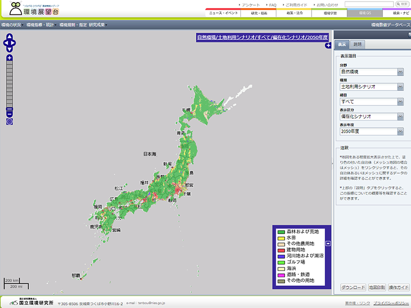 土地利用シナリオ(外部リンク)へのリンク