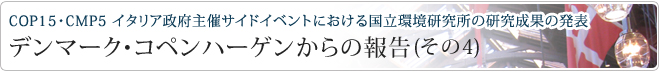 COP15／CMP5 イタリア政府主催サイドイベントにおける国立環境研究所の研究成果の発表－コペンハーゲンからの報告(その4)