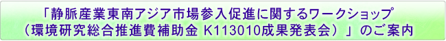 「静脈産業東南アジア市場参入促進に関するワークショップ（環境研究総合推進費補助金 K113010成果発表会）」のご案内