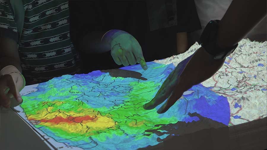3Dふくしまに投影された空間線量率のデータ