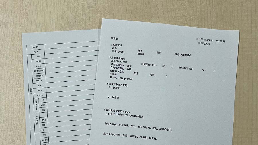 質問票の写真