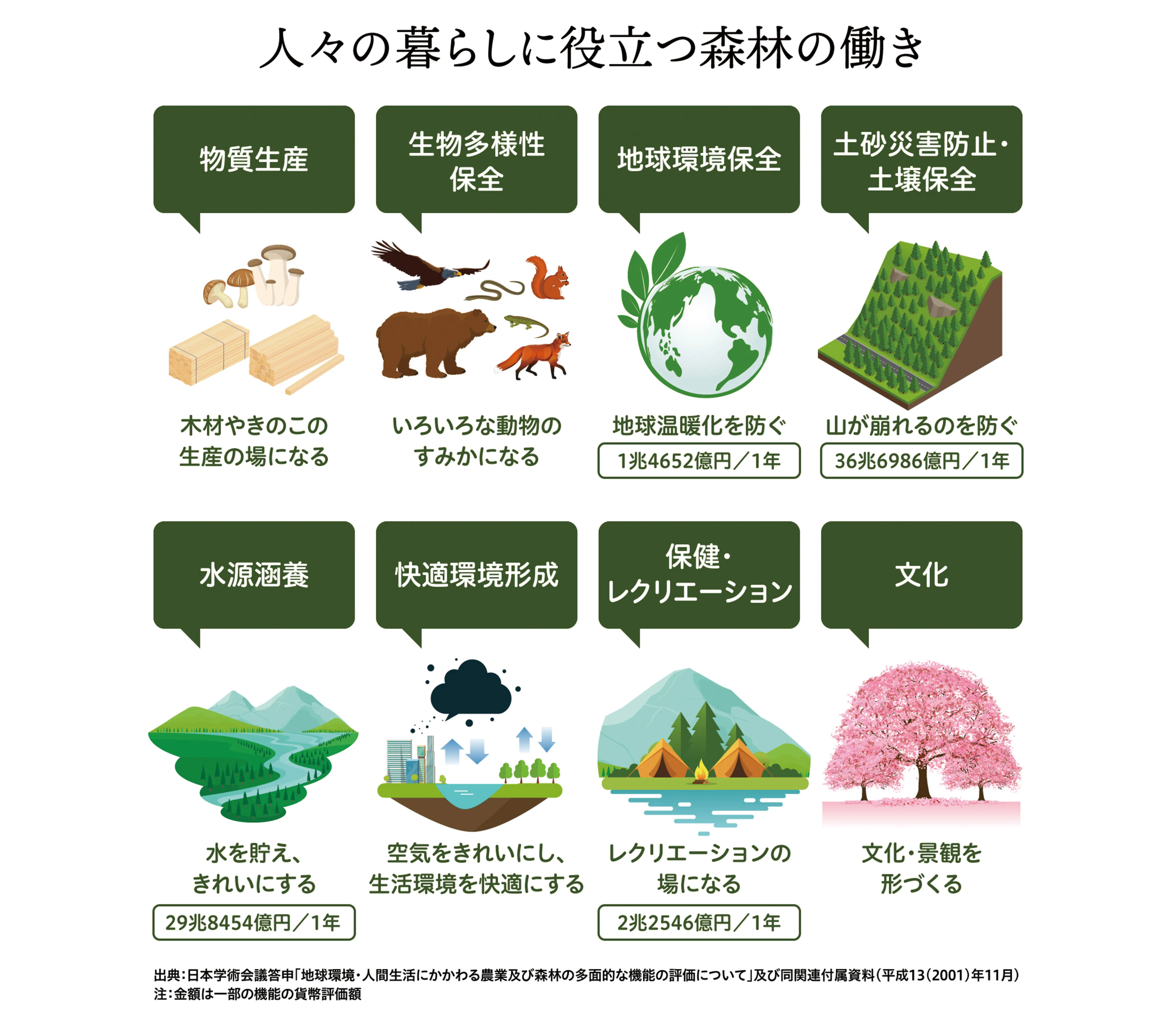 人々の暮らしに役立つ森林の働き
