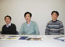 松井一郎(左)と杉本伸夫(中央)と清水 厚(右)の写真