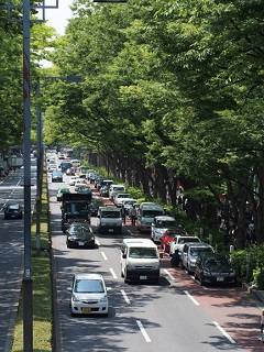 渋滞する道路の様子