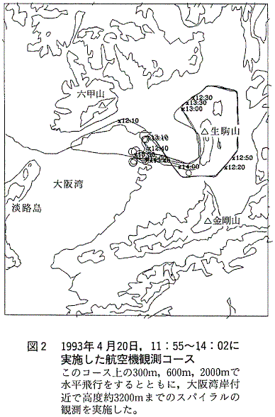 図2 1993年4月20日,11:55〜14:02に実施した航空機観測コース
