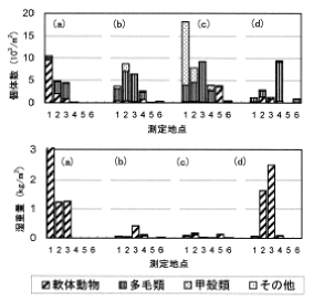 底生生物の季節変化のグラフ