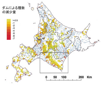 道内の減少量の図