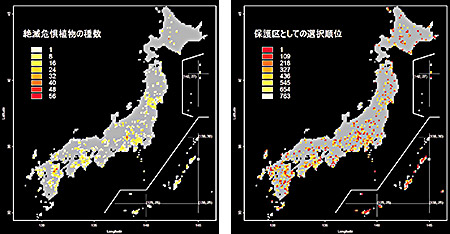 日本の分布図（クリックで拡大表示）