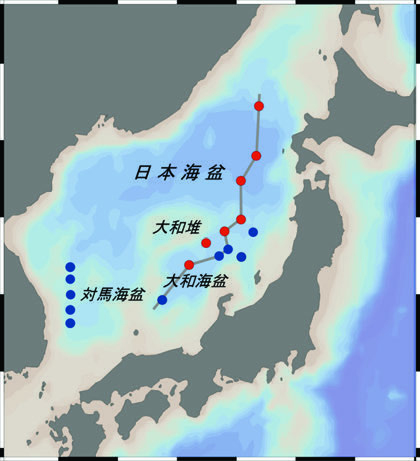 日本海の観測地点の図