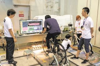 自転車発電の写真