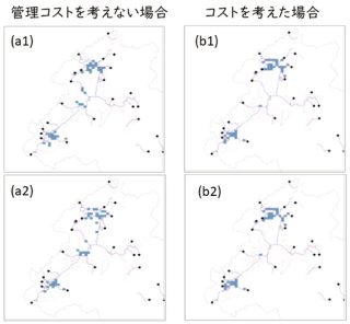 大雪山国立公園での適応策実施場所の選択例の図