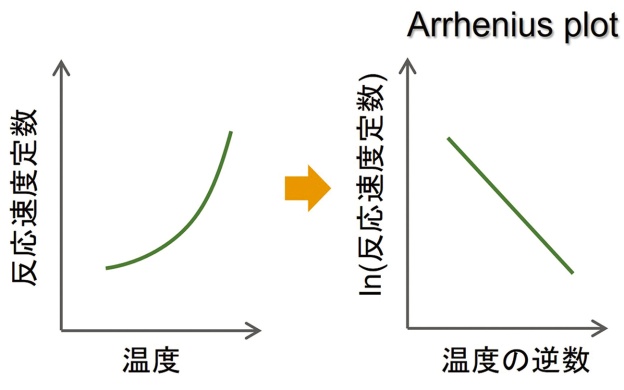 図1　温度と化学反応速度との関係。