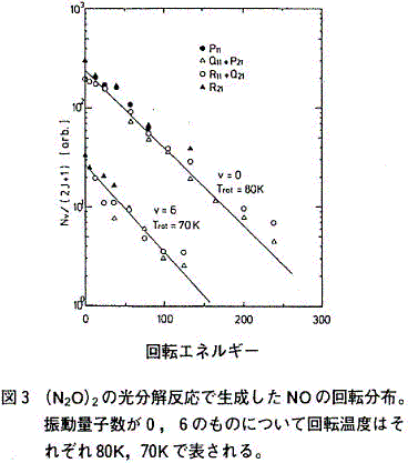 図3 (N2O)2の光分解反応で生成したNOの回転分布