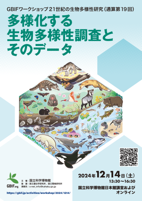 GBIFワークショップ「多様化する生物多様性調査とそのデータ」のポスター画像