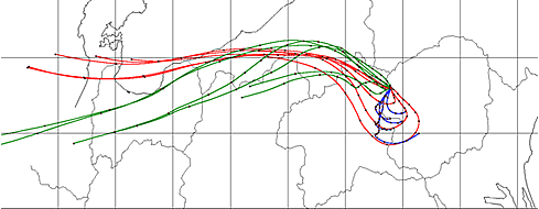 気塊の後方流跡線