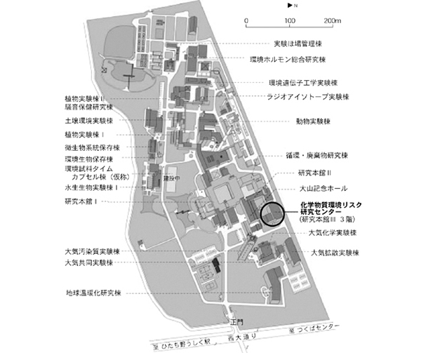 「国立環境研究所　全体配置図」を示す図