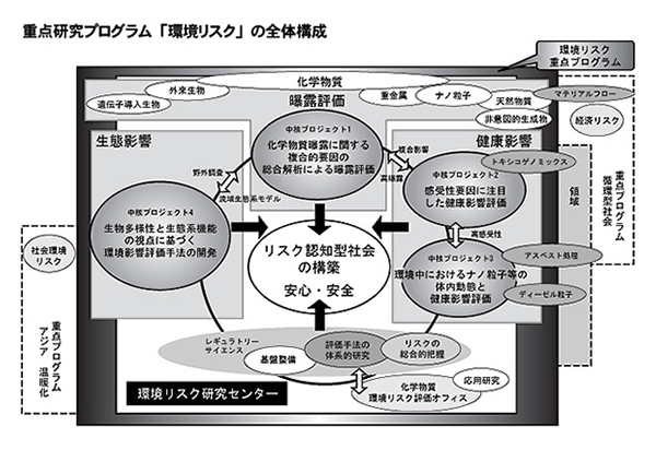 「重点研究プログラム「環境リスク」の全体像」を示す図