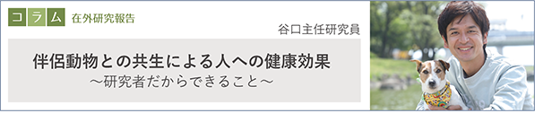 コラム 在外研究報告「伴侶動物との共生による人への健康効果～研究者だからできること～」谷口主任研究員