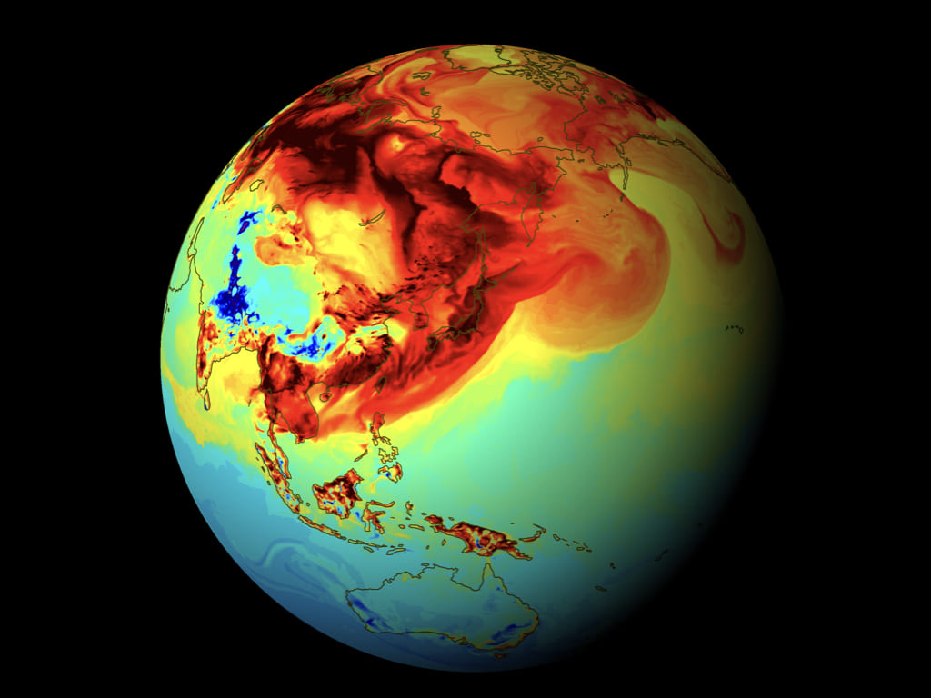 Greenhouse gases cover Japan and other hemispheres