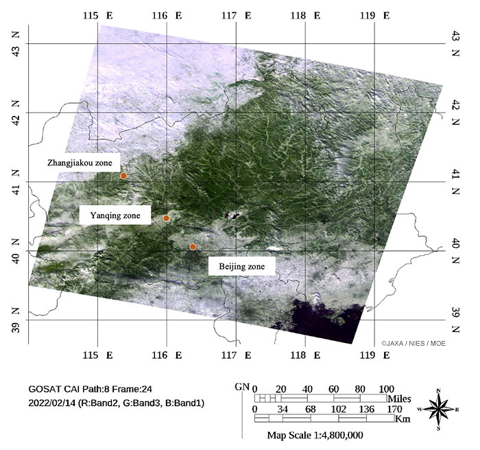 GOSAT image of the venues for the 2022 Beijing Winter Olympic Games