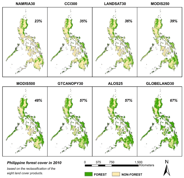 fig4. forest versus non-forest maps of the philipine in 2010