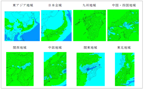 各地域の汚染濃度予測図の表示イメージ