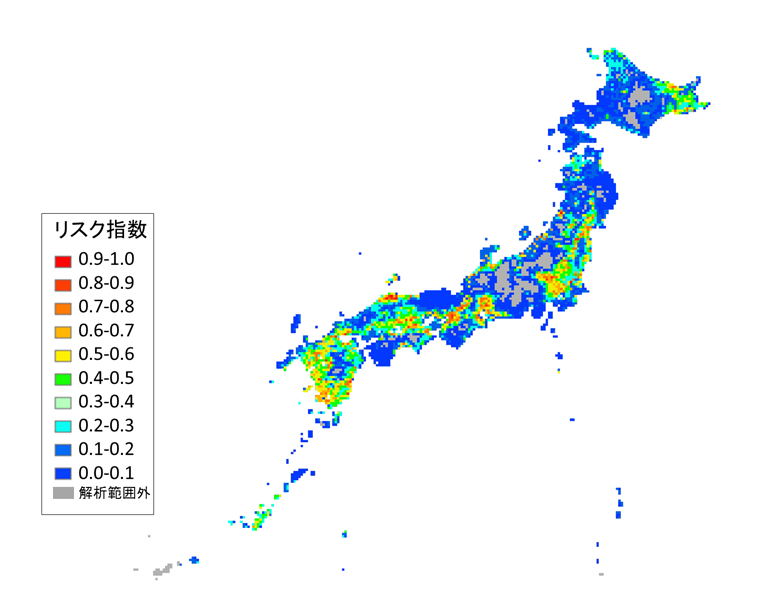 【図】鳥インフルエンザウイルスの侵入リスクを示したマップ