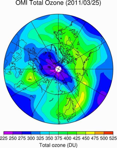 OMI Total Ozone(2011/03/25)