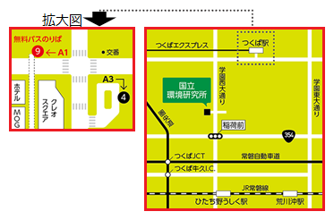 つくばエクスプレスつくば駅からのバスのりばの案内図