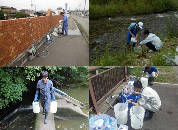 現地での河川水処理の様子を撮った写真