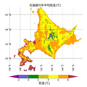 北海道の年平均気温を示した図