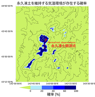 永久凍土を維持する気温環境が存在する領域を示した図